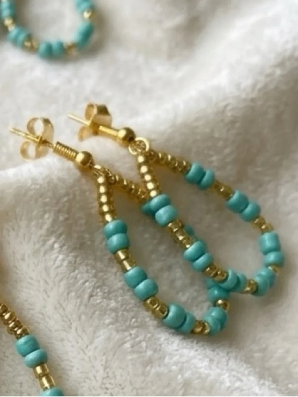 ❤️The Aurora Beaded Teardrop Earrings - Gold & Turquoise